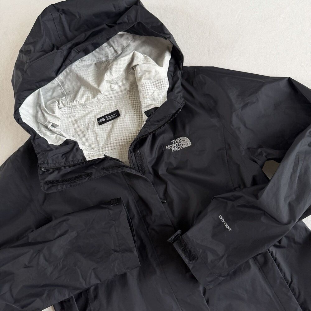 The North Face Venture Hyvent 2 Rain Coat Jacket Medium Black Full Zip Hood